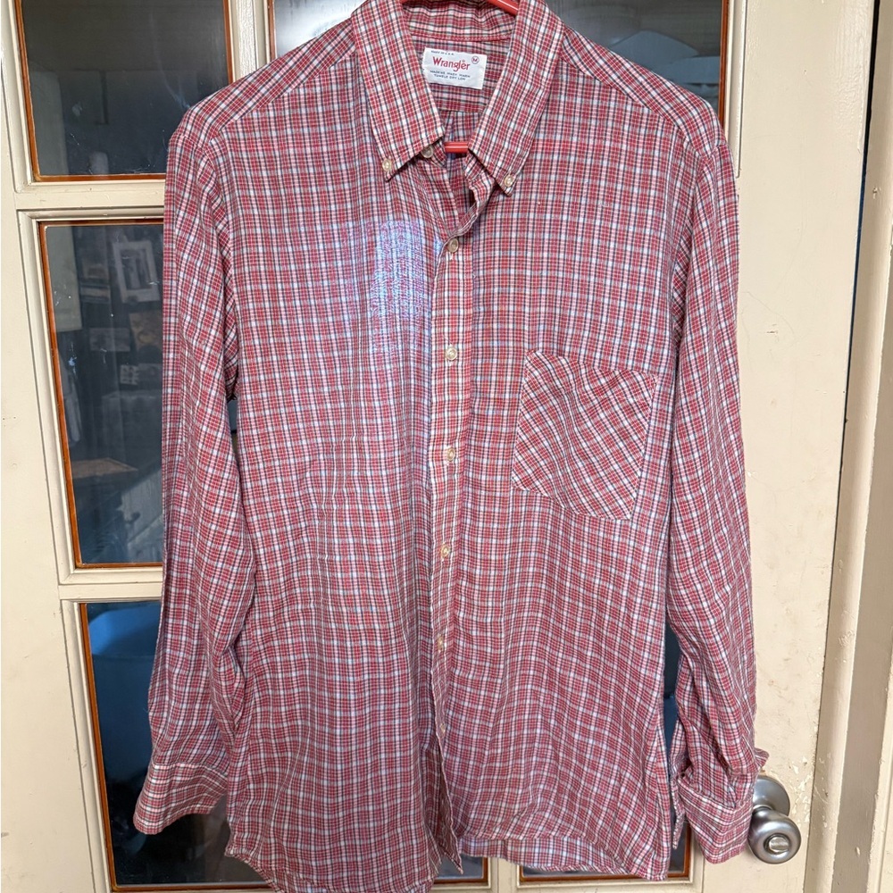 Vintage 70s/80s Wrangler Plaid Button-Down – Made in USA - Picture 2 of 8